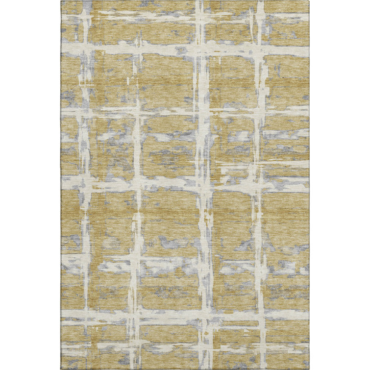Premium Machine Washable Prisco Gold Rug