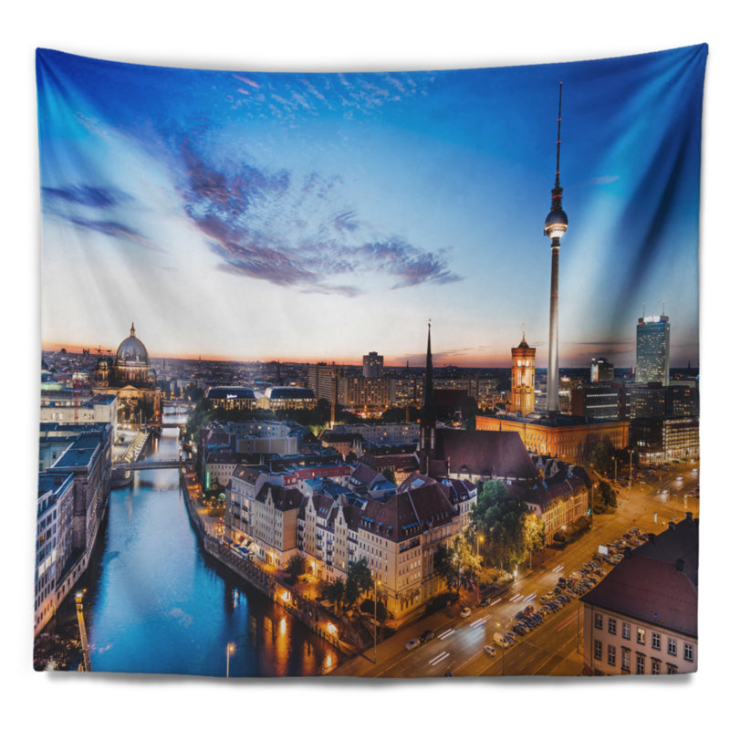 Paysage urbain photo berlin panorama tapisserie panorama, H 68 po x l 80 po