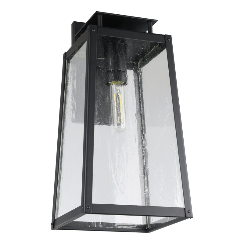 Seger 19-inch 1-light Matte Black Exterior Wall Sconce with Clear Antique Glass, 19" H x 9" W x 10" D