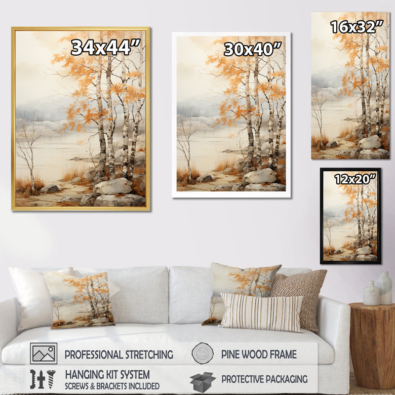 " Beige Tones Maple Tree III ", Natural Floater Framed, 32" H x 24" W