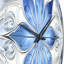 Horloge murale en métal turquoise et fleurs blanches fractales I-93380010