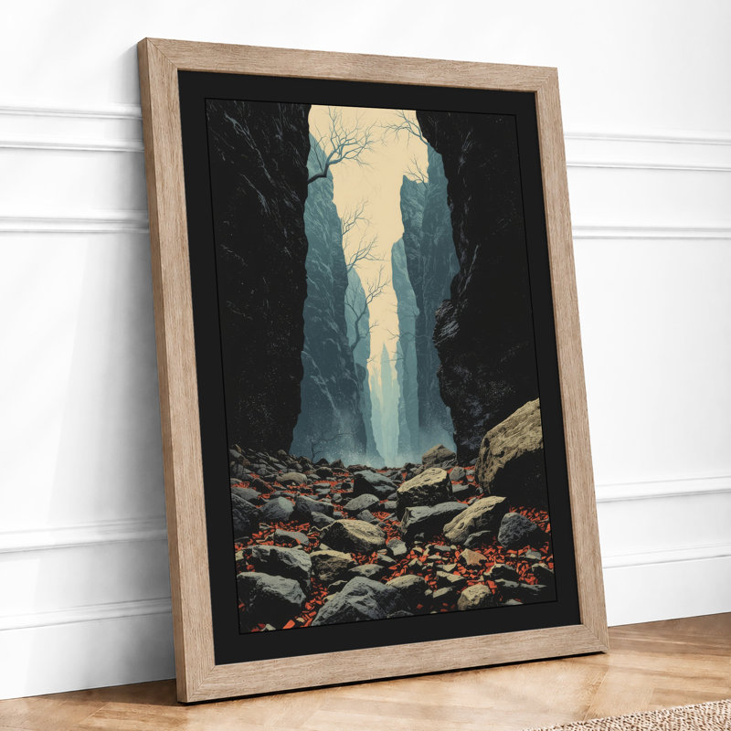 Waterfall In Stone Scandinavian - Print, Oak, A4 - 29.7 x 21.0 cm