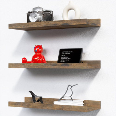 Floating Shelves Set Of 3 - Wall Mounted Shelves With Lip For Secure Storage, Modern Picture Ledge Shelf For Home Decor In Nursery, Bedroom, Living Room, Bathroom