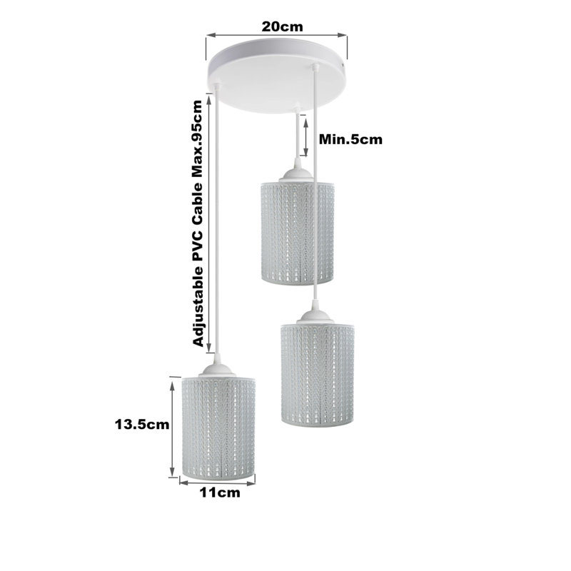 Crucita 3 - Light White Cluster Pendant