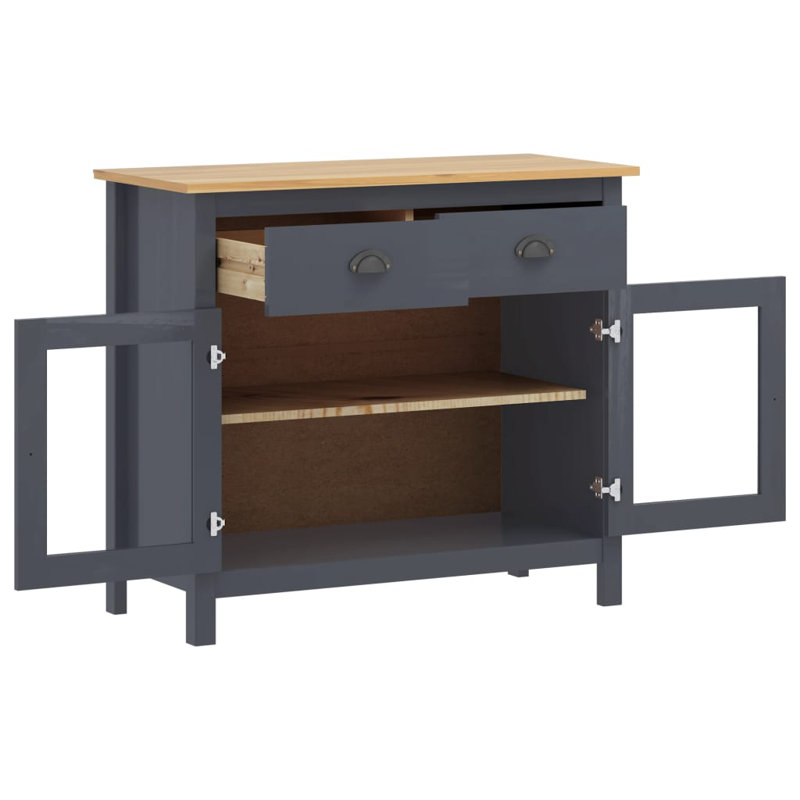 Mickelson Free-Standing Cabinet 90x40x80 cm, Grey/Honey Brown