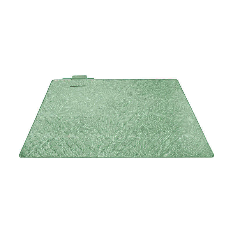 Picnic Blanket With 4 Ground Pegs, Large Picnic Mat For Beach Park, Waterproof Layer,Mint Green With Leaf Pattern