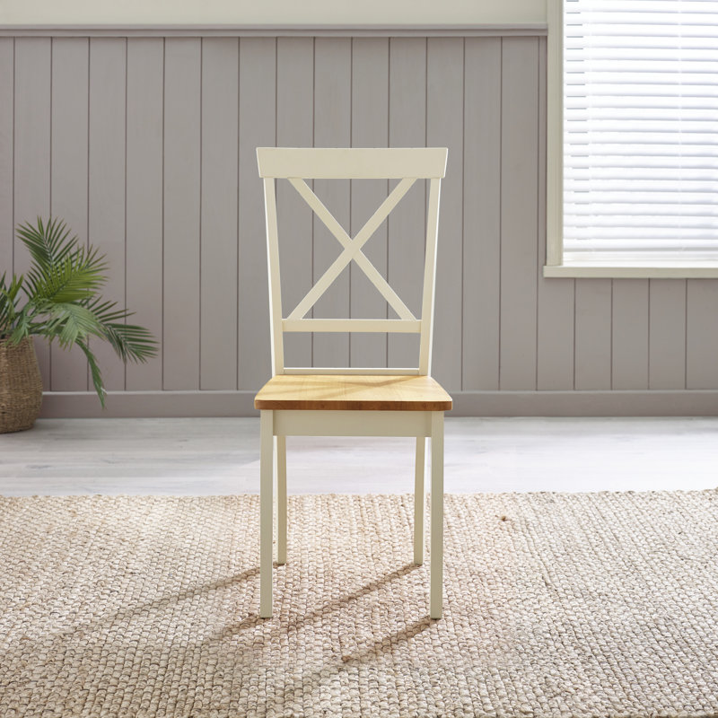 Shannondale Solid Wood Dining Chairs - Traditional Rustic Farmhouse Kitchen Style, Oak/Cream