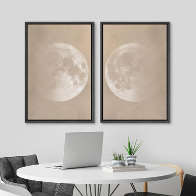 " Black And White Botanical Floral Flowers " 2 - Pieces on Canvas