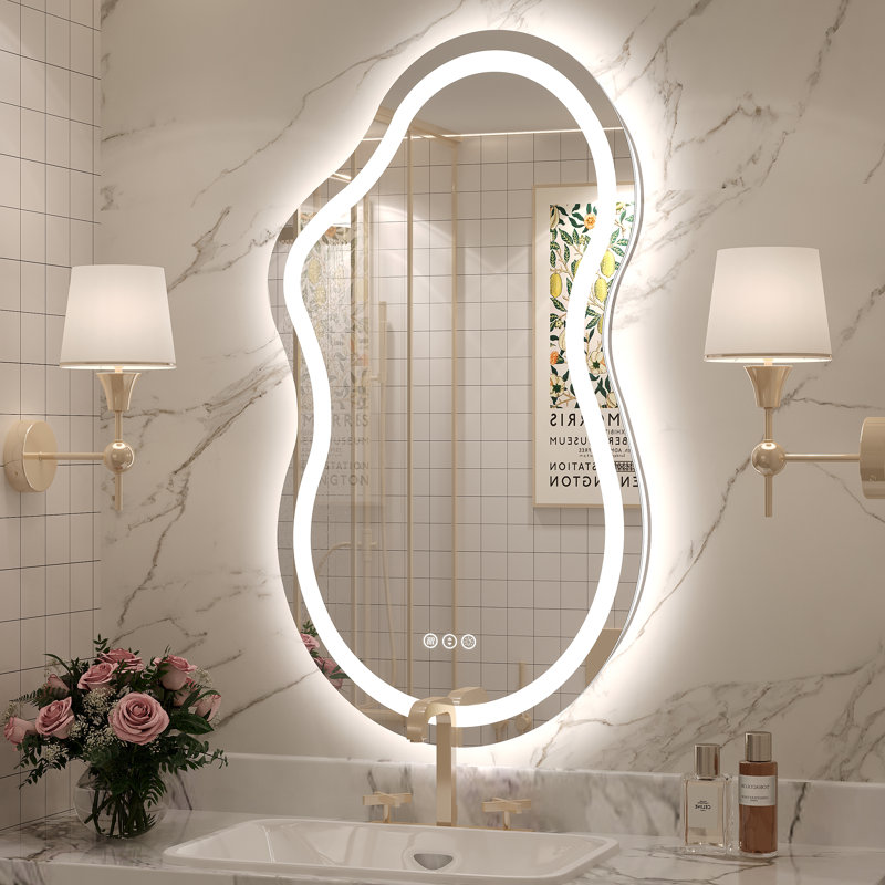 Miroir de salle de bain Molly, 36 po x 20 po, Avant et rétroéclairé