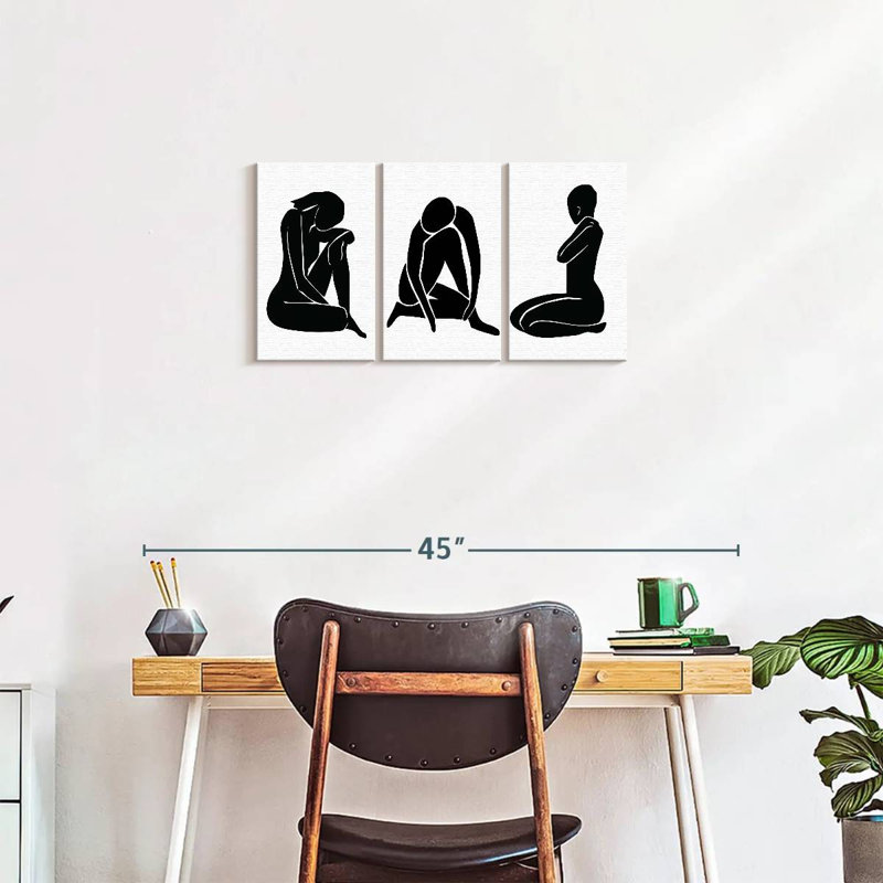 Silhouette de femmes émotives, reproduction sur toile, H 15 po x l 32 po x P 1,25 po