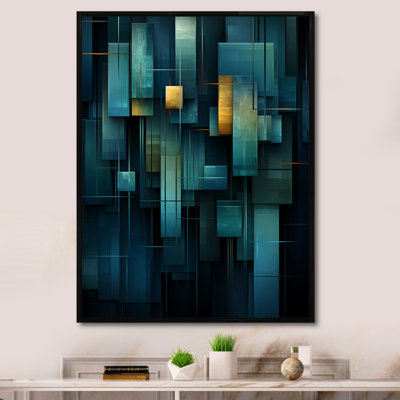 Abstract Teal Melodic Migrations - Abstract Shapes Wall Decor