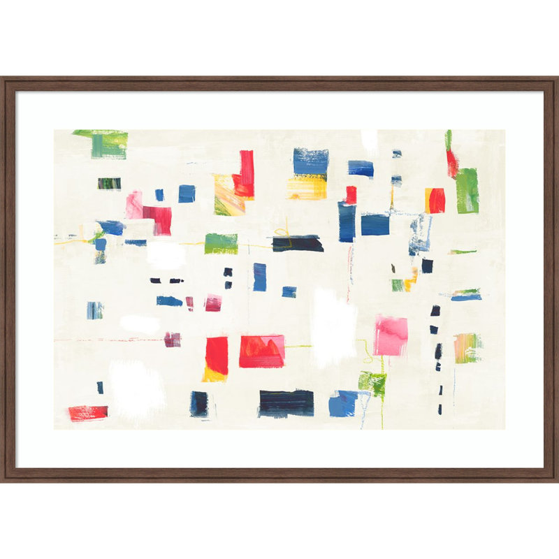 "Colorful Abstract Grid Composition" par Hannah Dawson, impression sur bois encadrée