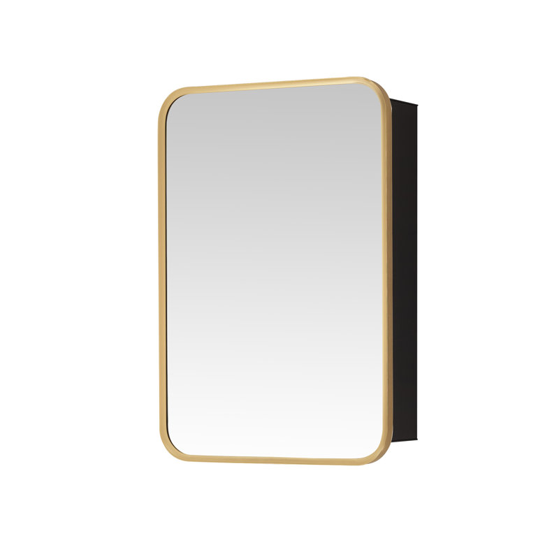 Armoire à pharmacie rectangulaire avec miroir Lagos, H 24 po x l 16 po x P 5,9 po, Or brossé