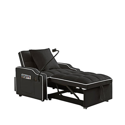 Convertible Sofa Chair Bed With Adjustable Backrest And Phone Holder