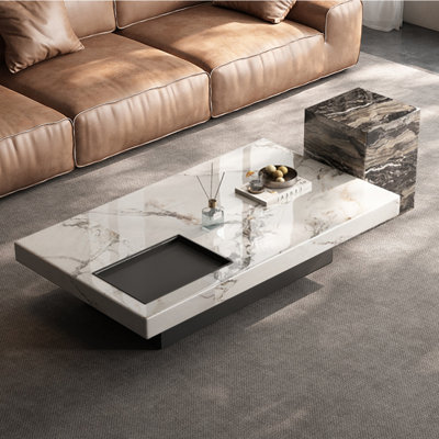 Italian minimalist marble square coffee table