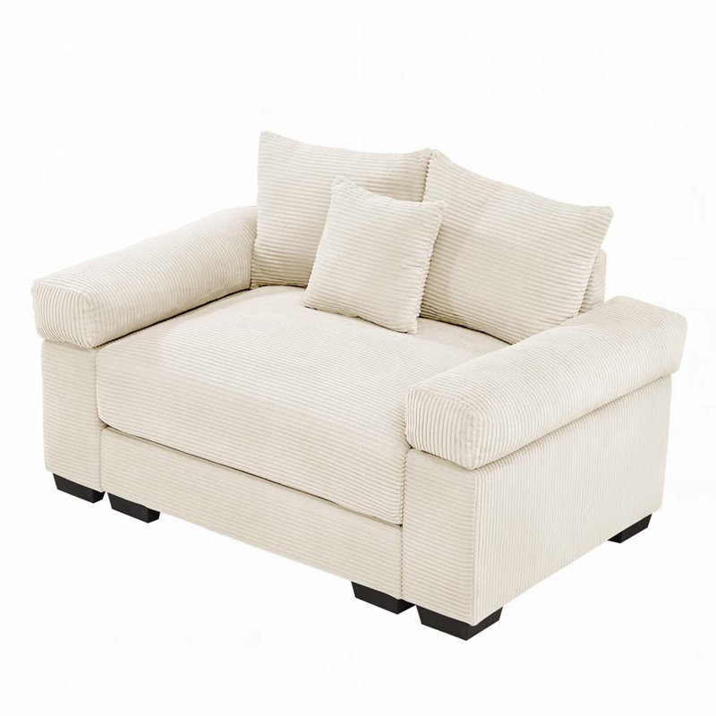 Fauteuil club 54,3 po, Velours côtelé beige