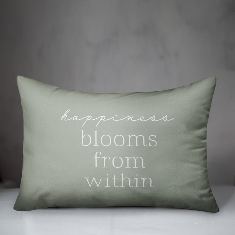 Coussin intérieur / extérieur Happiness From Sage, H 14 po x l 20 po, Rectangle