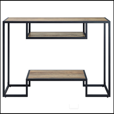 Console en chêne rustique avec 2 tablettes