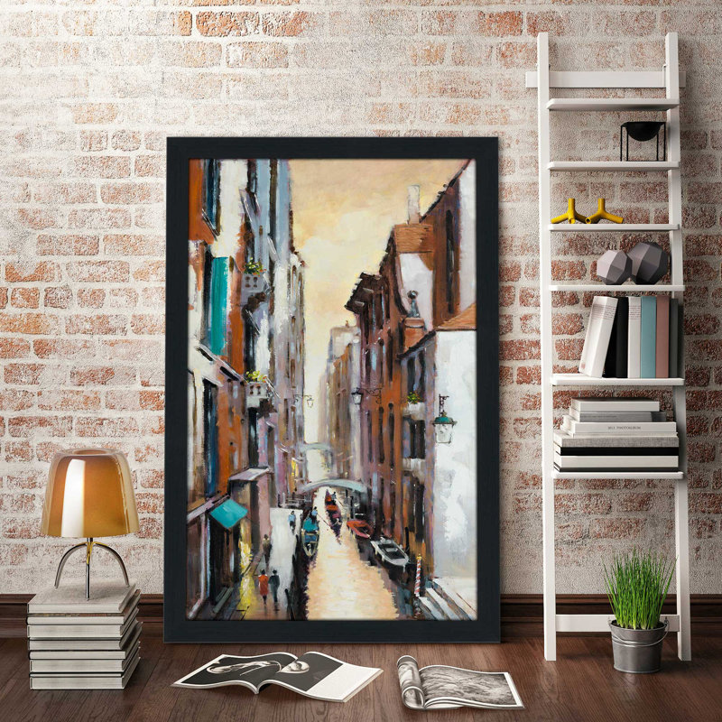 «Canal View II», reproduction de peinture acrylique, H 49,5 po x l 33,5 po x P 1 po, Cadre espresso
