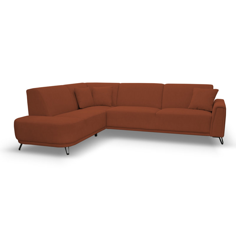 Vecellio 4 Seater Corner Sofa , Left facing, Orange