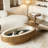 47'' Oval Coffee Table with Storage Solid Wood