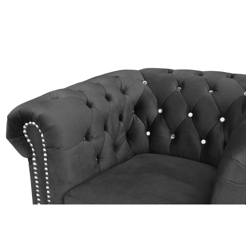 Sade Velvet Loveseat, Dark grey