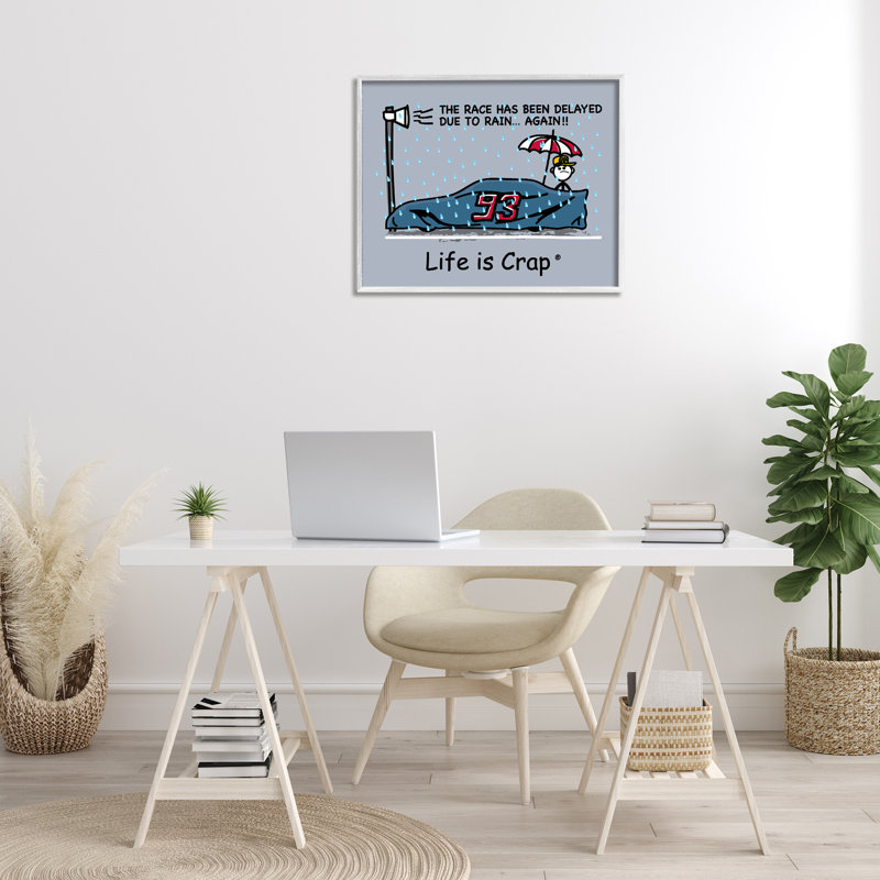 «Rain Delayed Race», estampe numérique par LIC, Estampe numérique encadrée blanc bord de mer, H 24 po x l 30 po