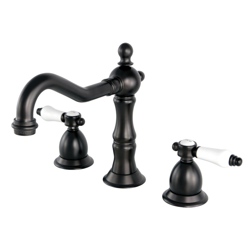 Kingston Brass Bel-Air Two-Handle 3-Hole Deck Mount Widespread Bathroom Faucet with Brass Pop-Up Drain, Oil Rubbed Bronze