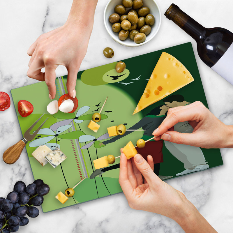Ambesonne Kissing Cutting Board Large Size Abstract Love Composition Multicolor