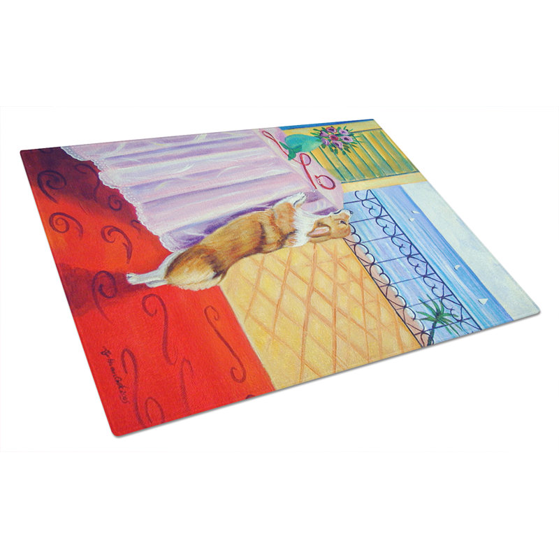 Caroline's Treasures Corgi Glass Cutting Board