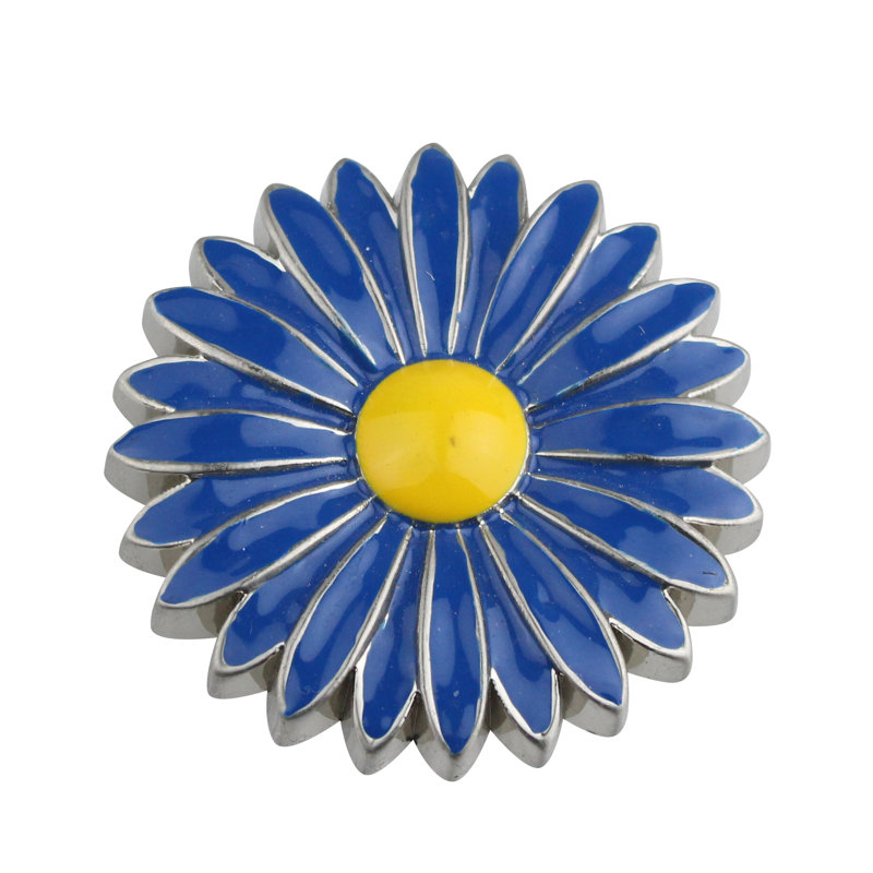 Poignée fantaisie 2 1/4 po Dihain Flower, Bleu marine / jaune