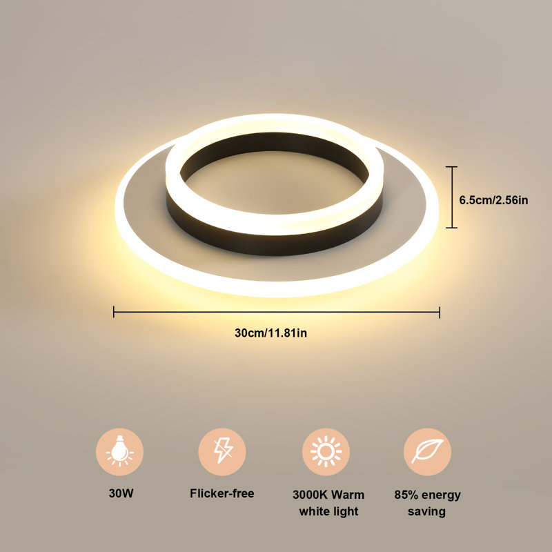 DELIPOP Sleek 30cm Round Flush Mount, 3000K