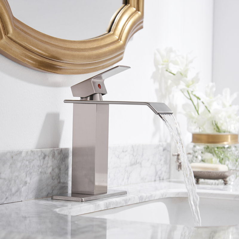 Robinet pour salle de bain à un trou Almeta, Nickel brossé, Oui