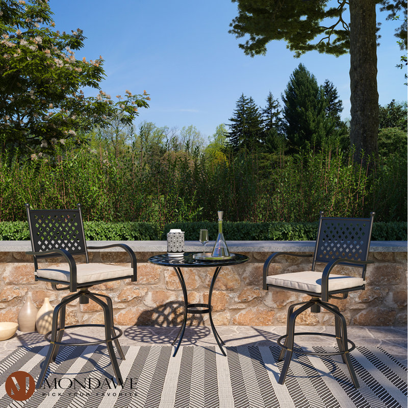 Tabouret de bar pivotant en aluminium pour patio