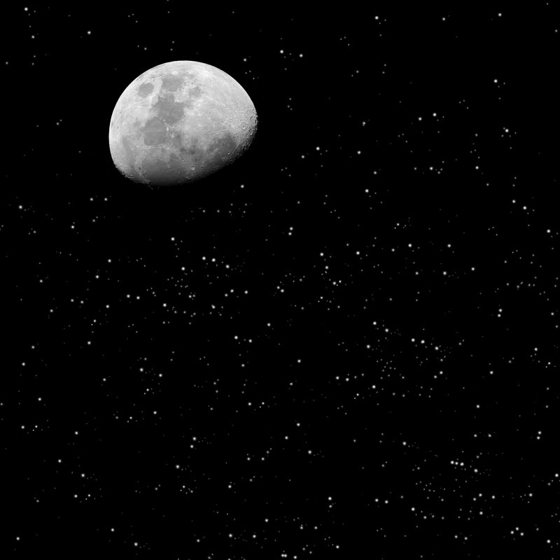 «Moon in a Starry Night» par Petrostsonis - photographie sur toile tendue, H 12 po x l 12 po