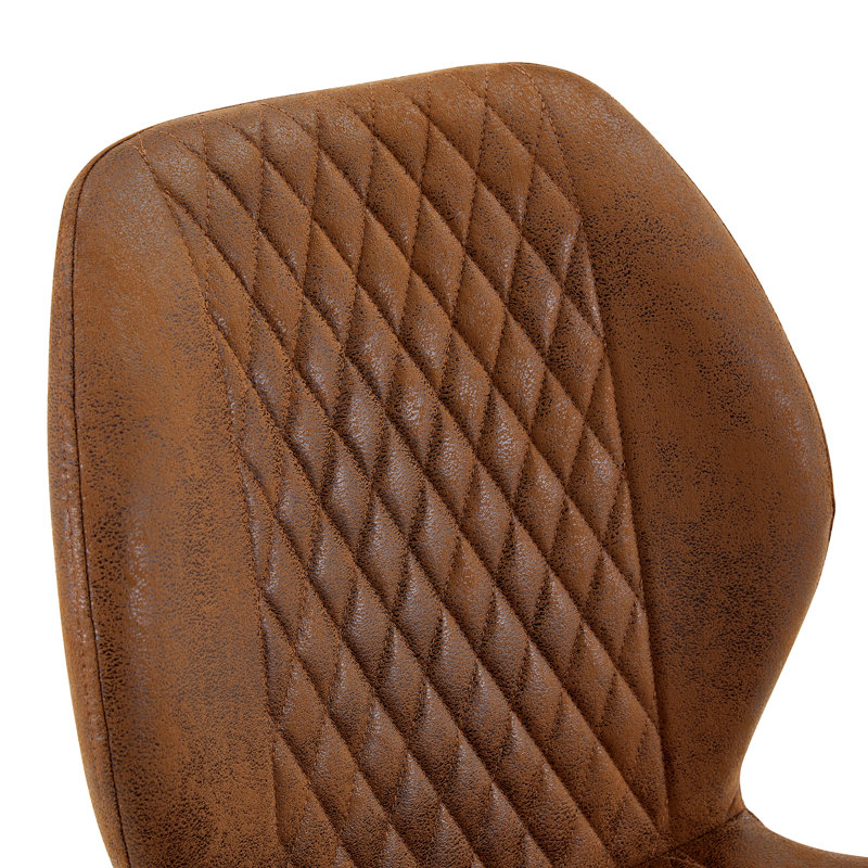 Ensemble de 4 chaises de salle à manger modernes en cuir matelassé Diamond, Microfibre / microsuède brun clair