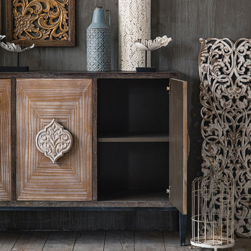 Black Solid Wood Sideboard