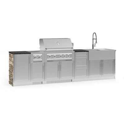 Outdoor Kitchen Signature Series 10 Piece Cabinet Set with 36 in. Natural Gas Platinum Grill -  NewAge Products, 69118