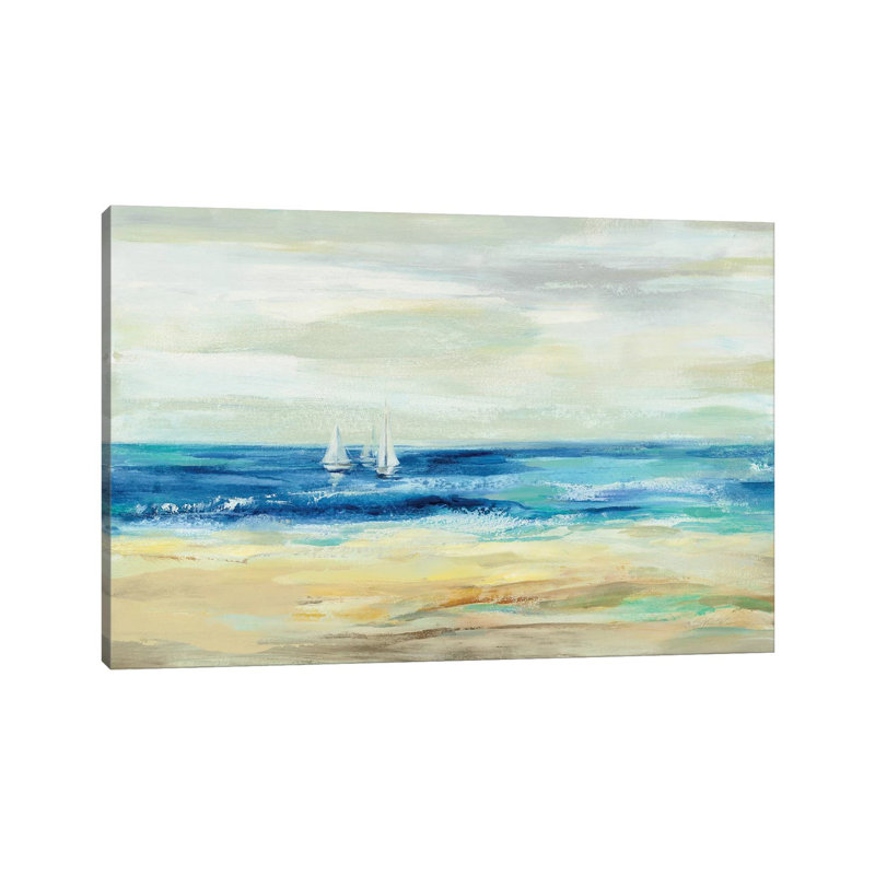 Sable et mer par Silvia Vassileva - reproduction d'art, Toile tendue, Pas de tapis, H 12 po x l 18 po x 1,5 po