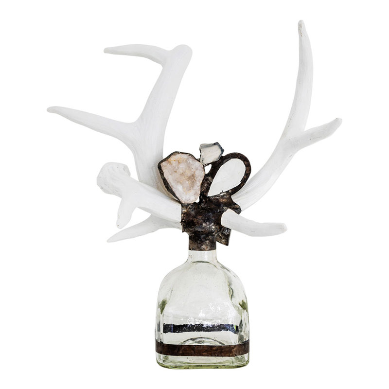 Criss Cross Handmade Glass Decorative Bottles, White