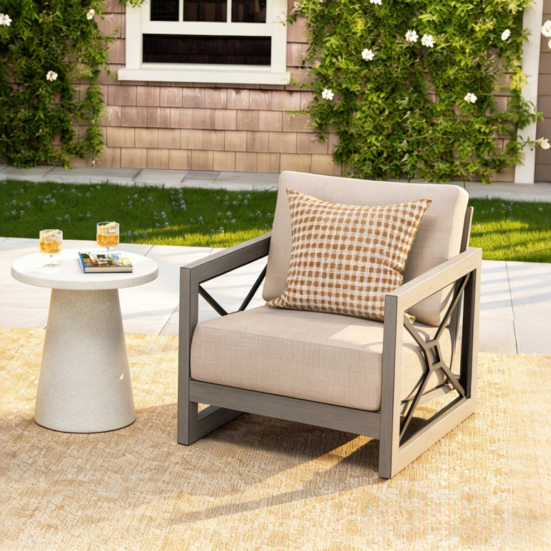 Marindo Patio Aluminum Club Chair Lounge Chair With Sunbrella Cushions