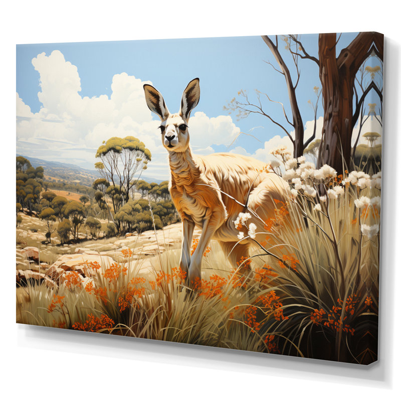 Kangaroo Bound Pastoral I - Animals Canvas Prints, 30" H x 40" W, Toile tendue
