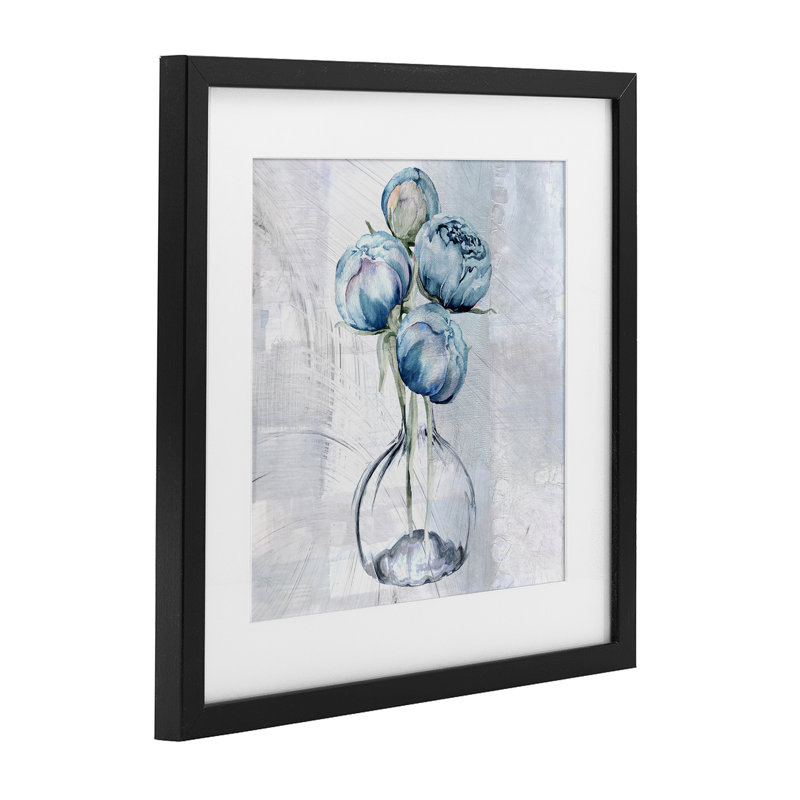 "Tale Of Blue Vase", reproduction d'art sous verre encadrée, par Sophie 6, H 13 po x l 13 po, Cadre noir minuit