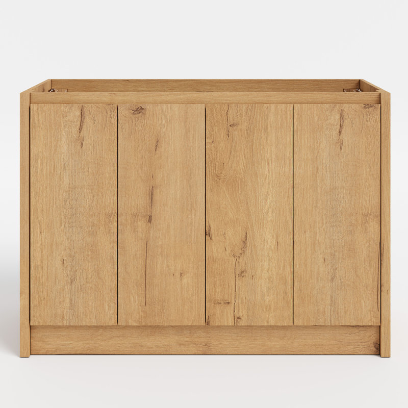 48" Wood Bathroom Vanity Cabinet Base Only, Without Double Sink and Mirror, Light Oak