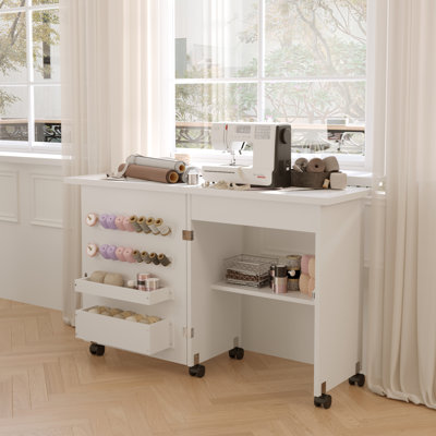 Foldable Sewing Table with Wheels -  NSdirect, H00301WH