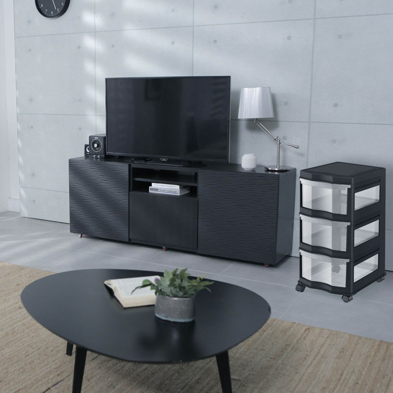 3 Drawer Storage Drawer, Black