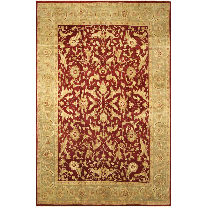 Tapis unique rouge / vert 11 pi 10 po x 16 pi 9 po Kellyanna par Arshs Fine Rugs