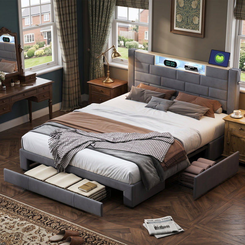 Drawers Bed Frame, European Kingsize (160 x 200 cm)