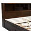 Lit plateforme très grand en bois avec tête de lit à plusieurs tiroirs - construction robuste, couleur antique, tiroirs sans sommier, nécessaire, look élégant-118042312