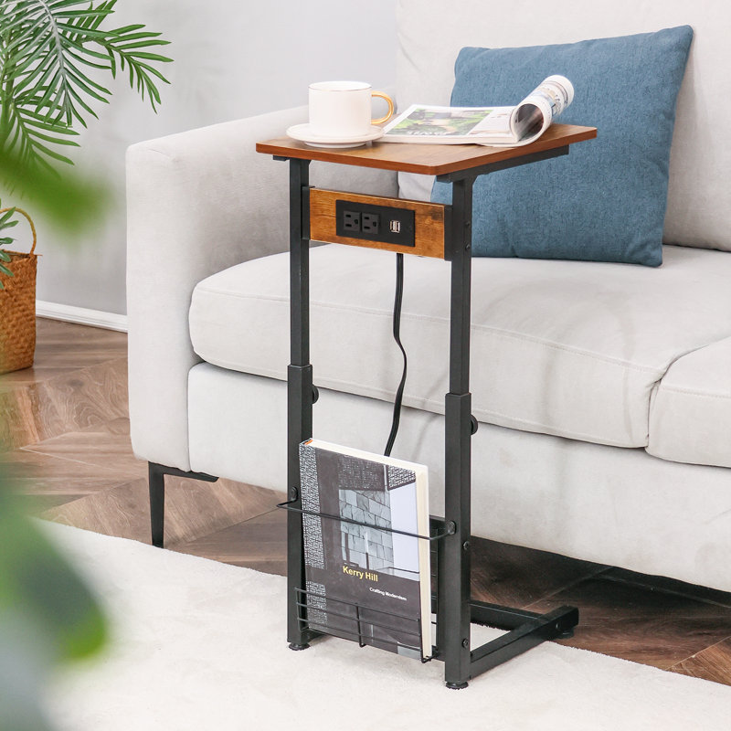 Height Adjustable Side Table With Charging